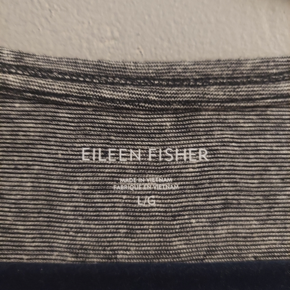 EILEEN FISHER Hemp Organic Cotton Mini Stripe Pullover T Shirt Dress L Lagenlook - Picture 3 of 11
